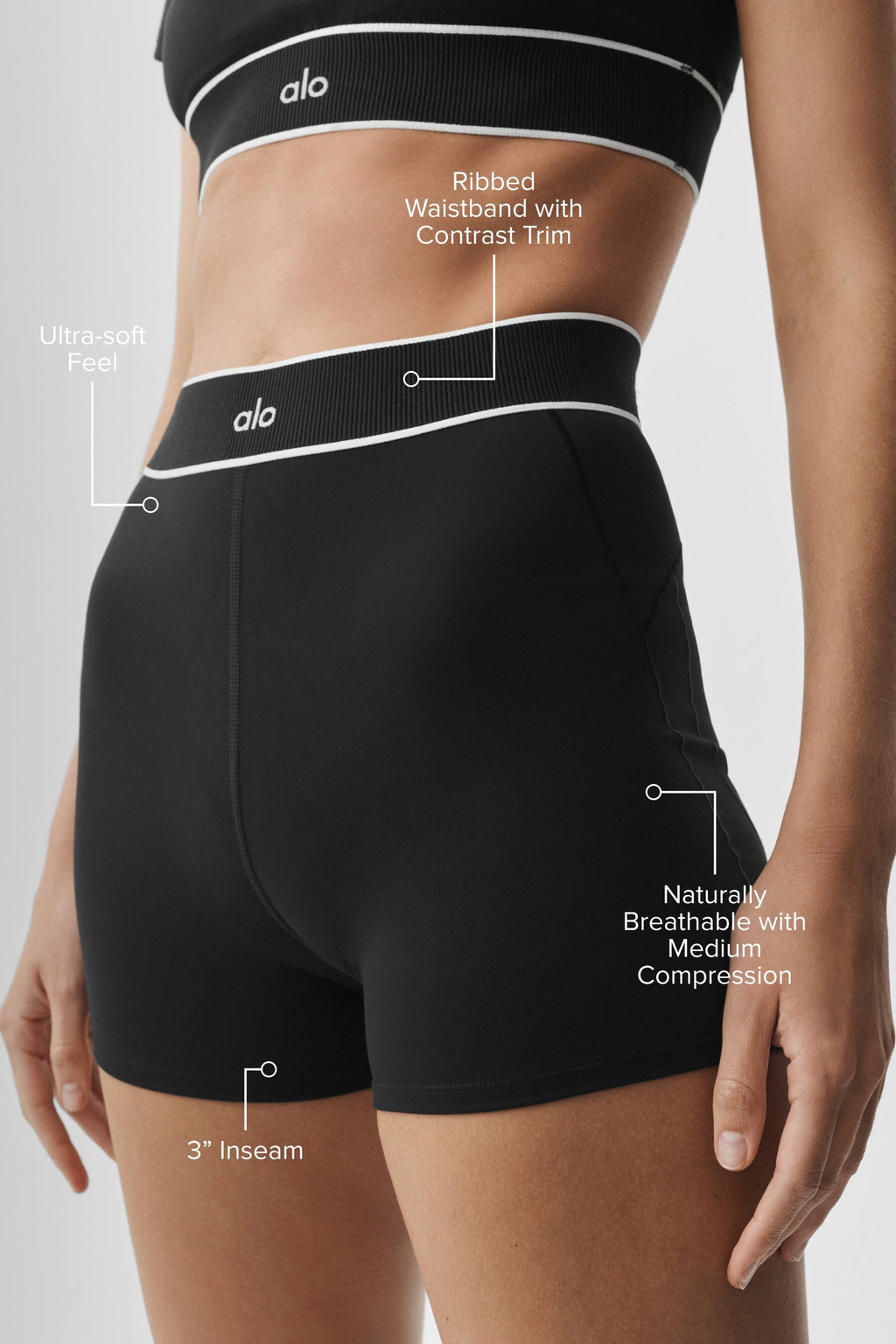 3" ALO Softsculpt High-Waist Amp It Up Short - Black