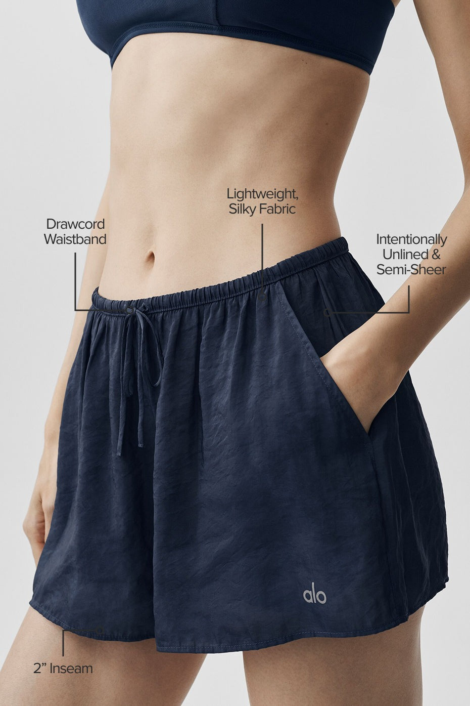 Semi-Sheer Golden Hour Mid-Rise Short - Navy