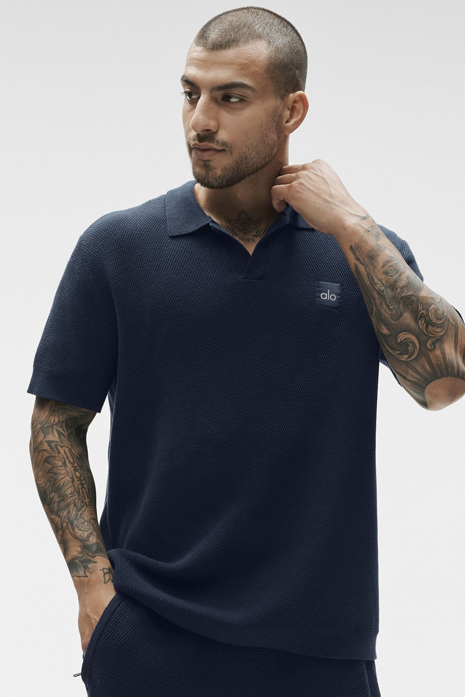 Sports Club Sweater Knit Polo - Navy