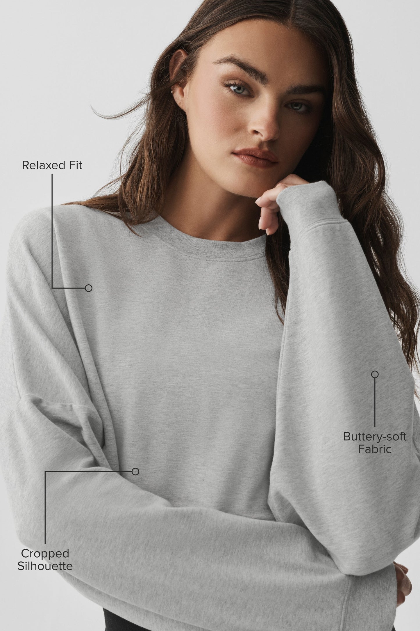 Cropped Sway Crew Neck Pullover - Athletic Heather Grey