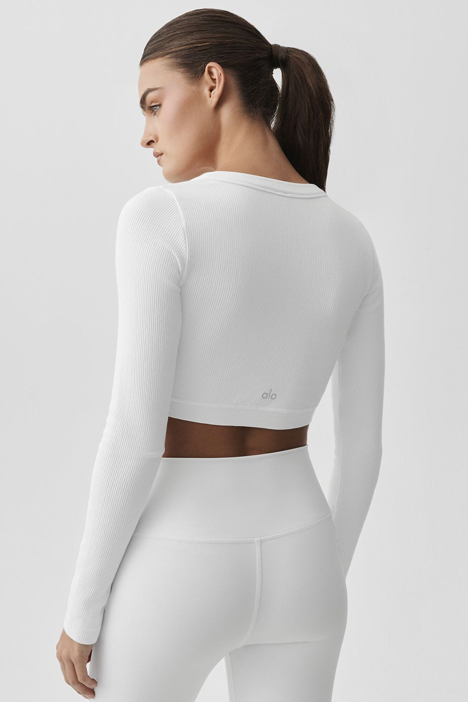 Seamless Ribbed Cropped Serene Long Sleeve - White