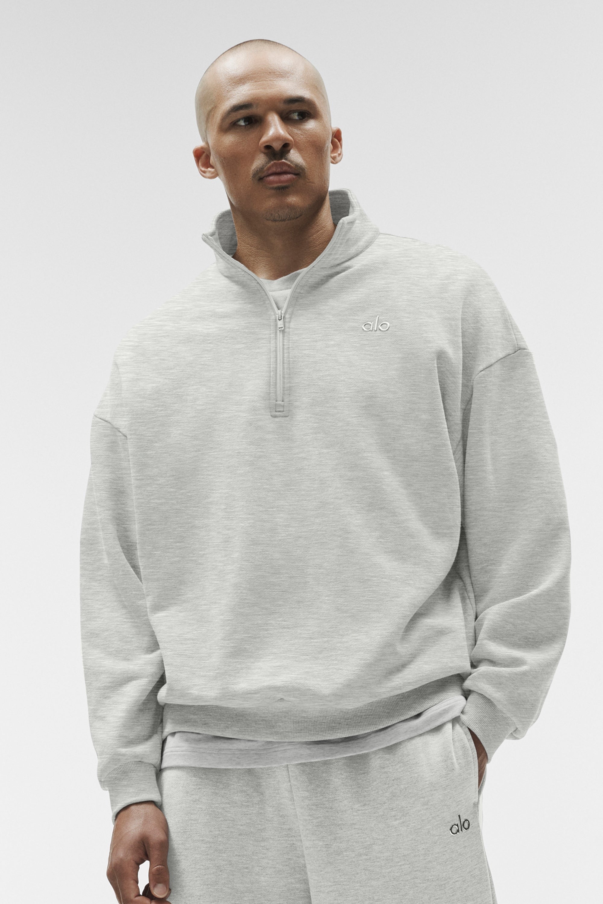 Accolade 1/4 Zip Pullover - White Heather