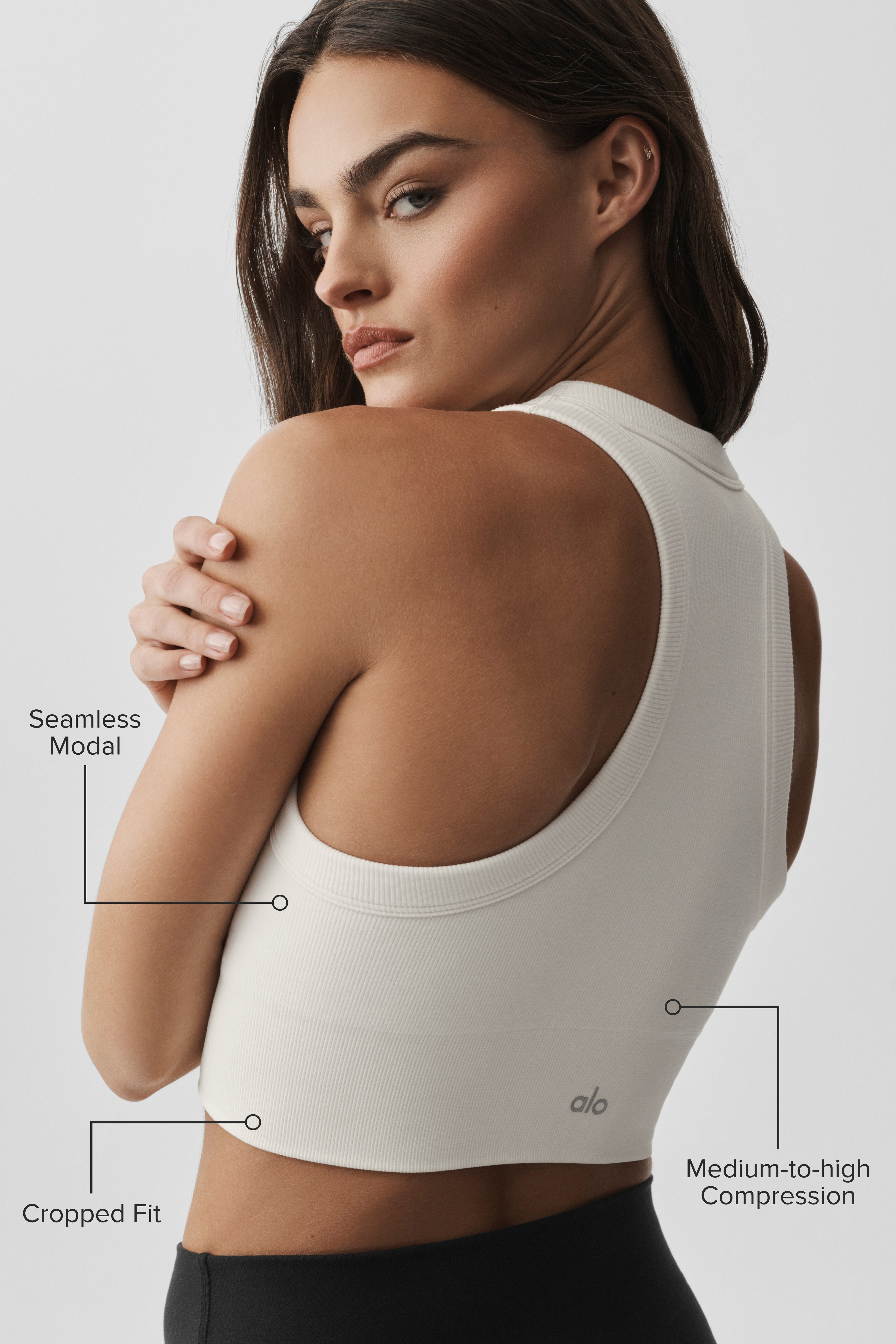 Seamless Modal Ribbed High Neck Delight Bra - Ivory