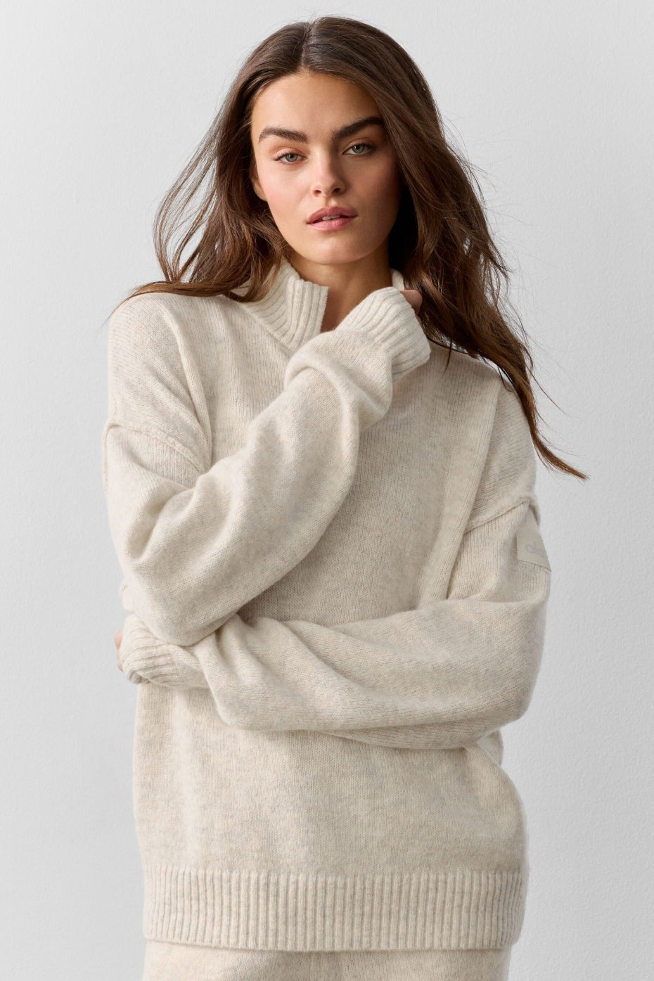 Wool Cashmere New Class 1/4 Zip Pullover - Oatmeal Heather