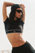 ALO Softsculpt Amp It Up Short Sleeve Bra - Black