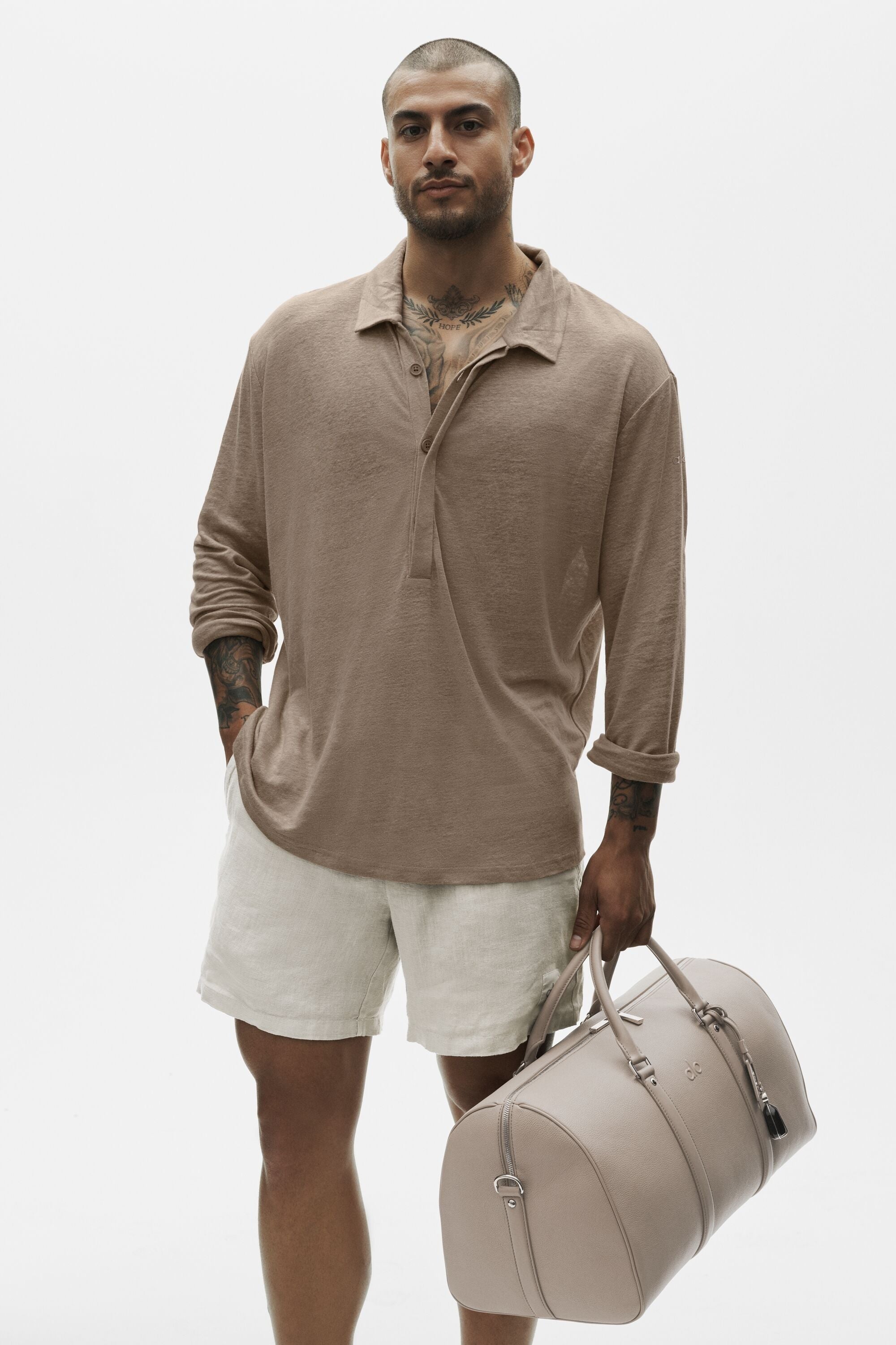 Linen Jersey Coastal Long Sleeve Pullover - Gravel