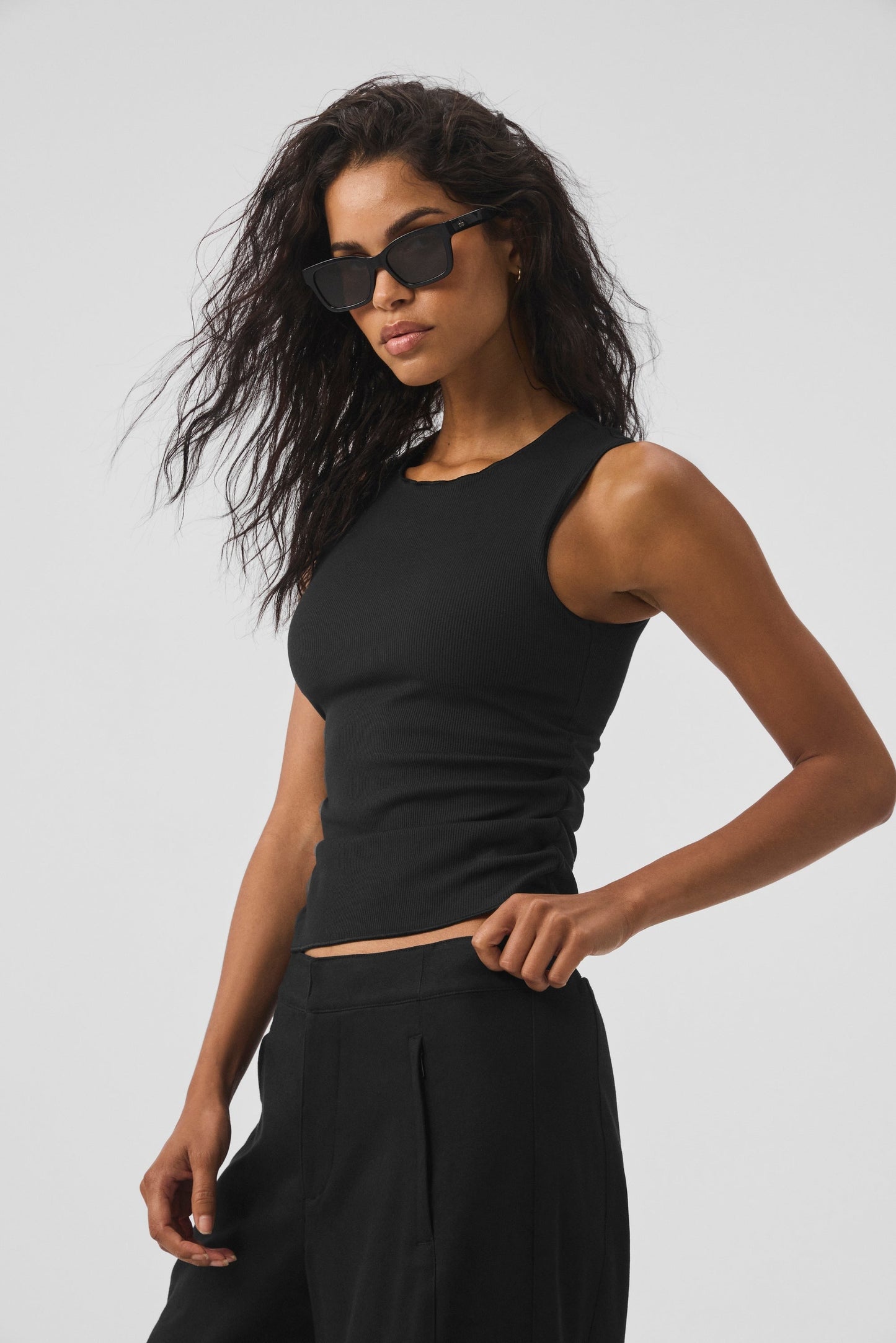 Ribbed En Pointe Tank - Black
