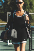 Tennis Club Sweater Knit Dress - Black/Ivory