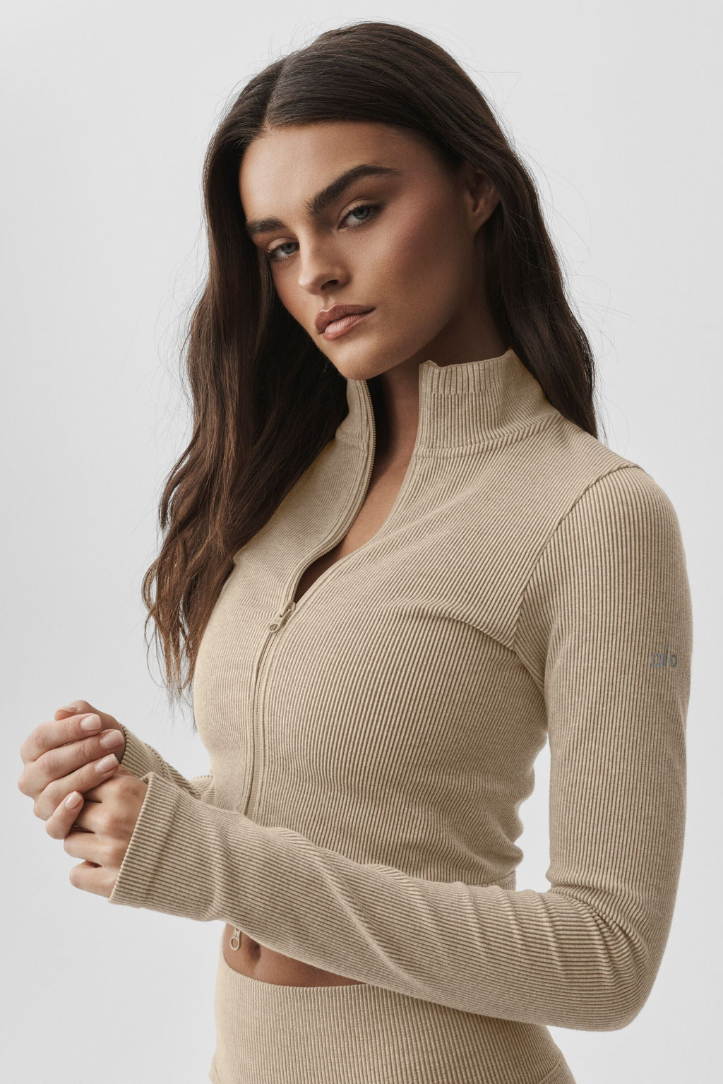 Seamless Two Tone Rib Jacket - Gravel Heather