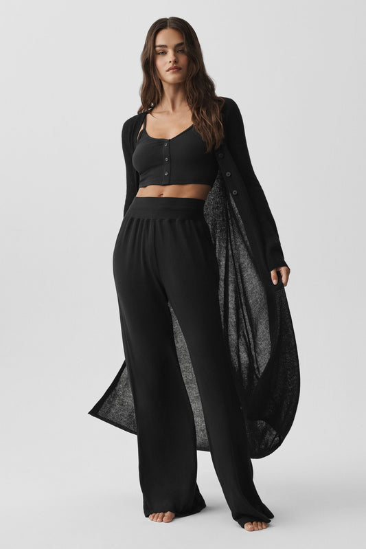 Sheer Cashmere Long Cardigan - Black