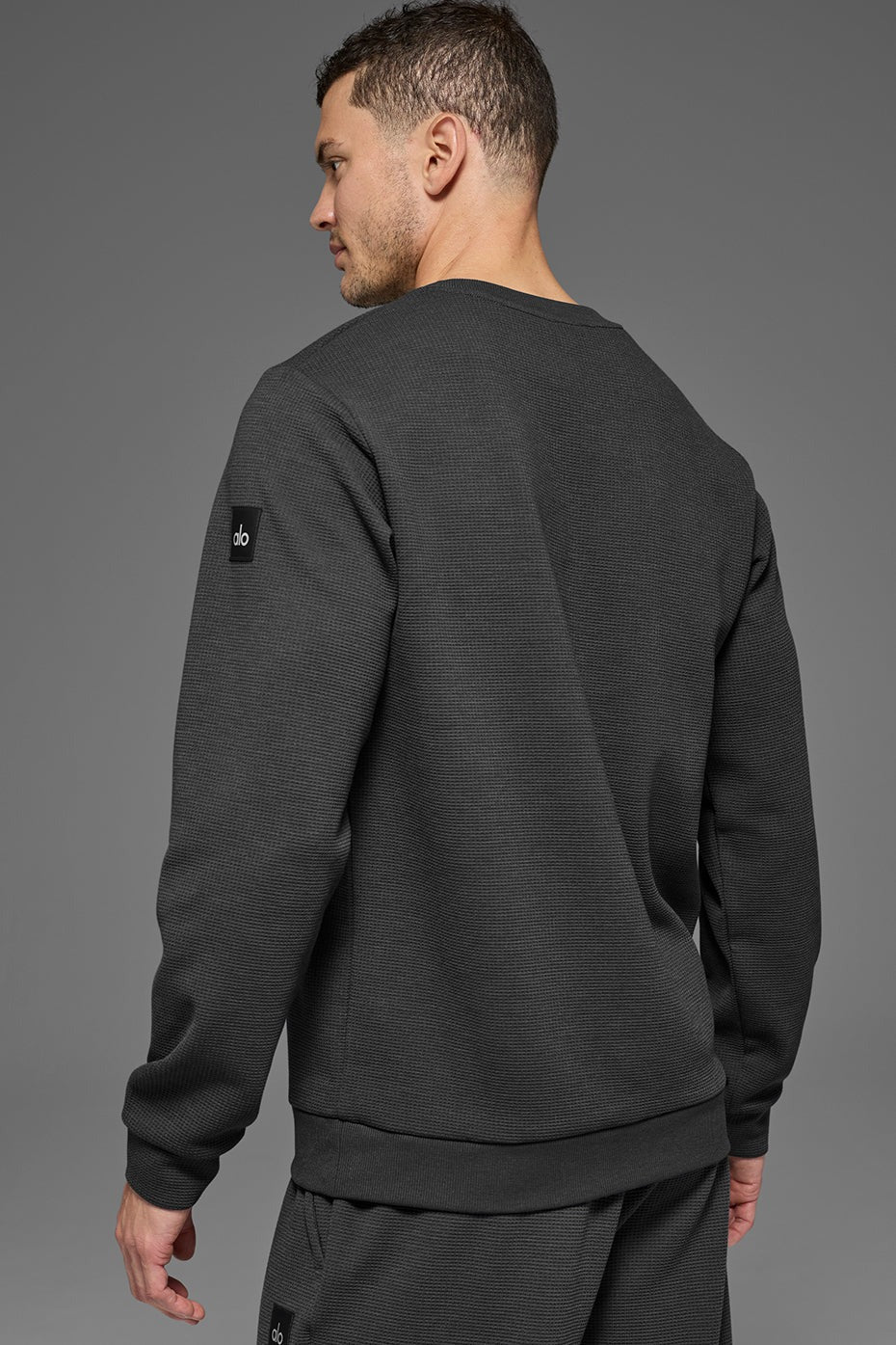 Waffle Lounge Long Sleeve Crew - Anthracite