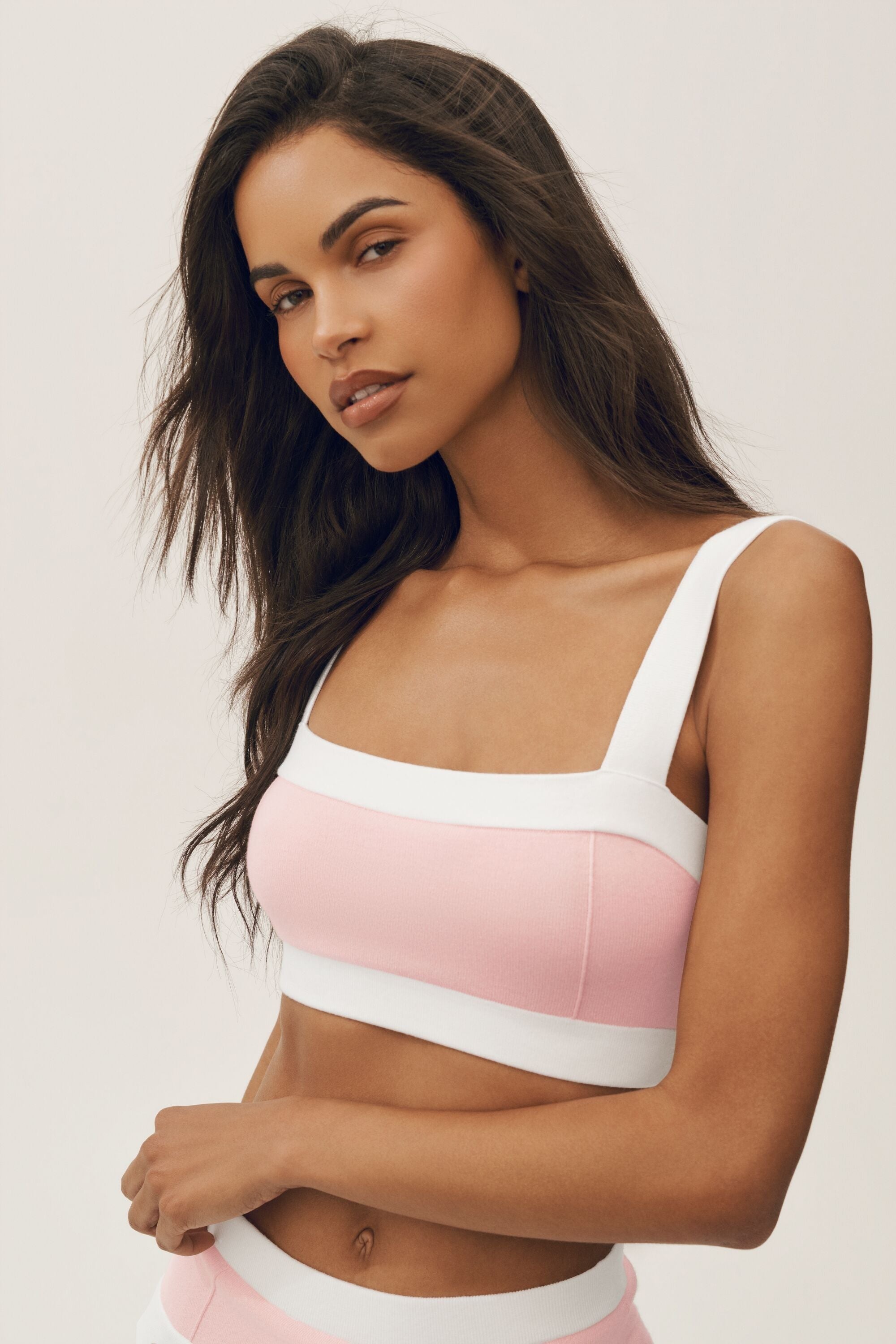 Cotton Cashmere Capri Dream Bra - Sundrenched Pink/White