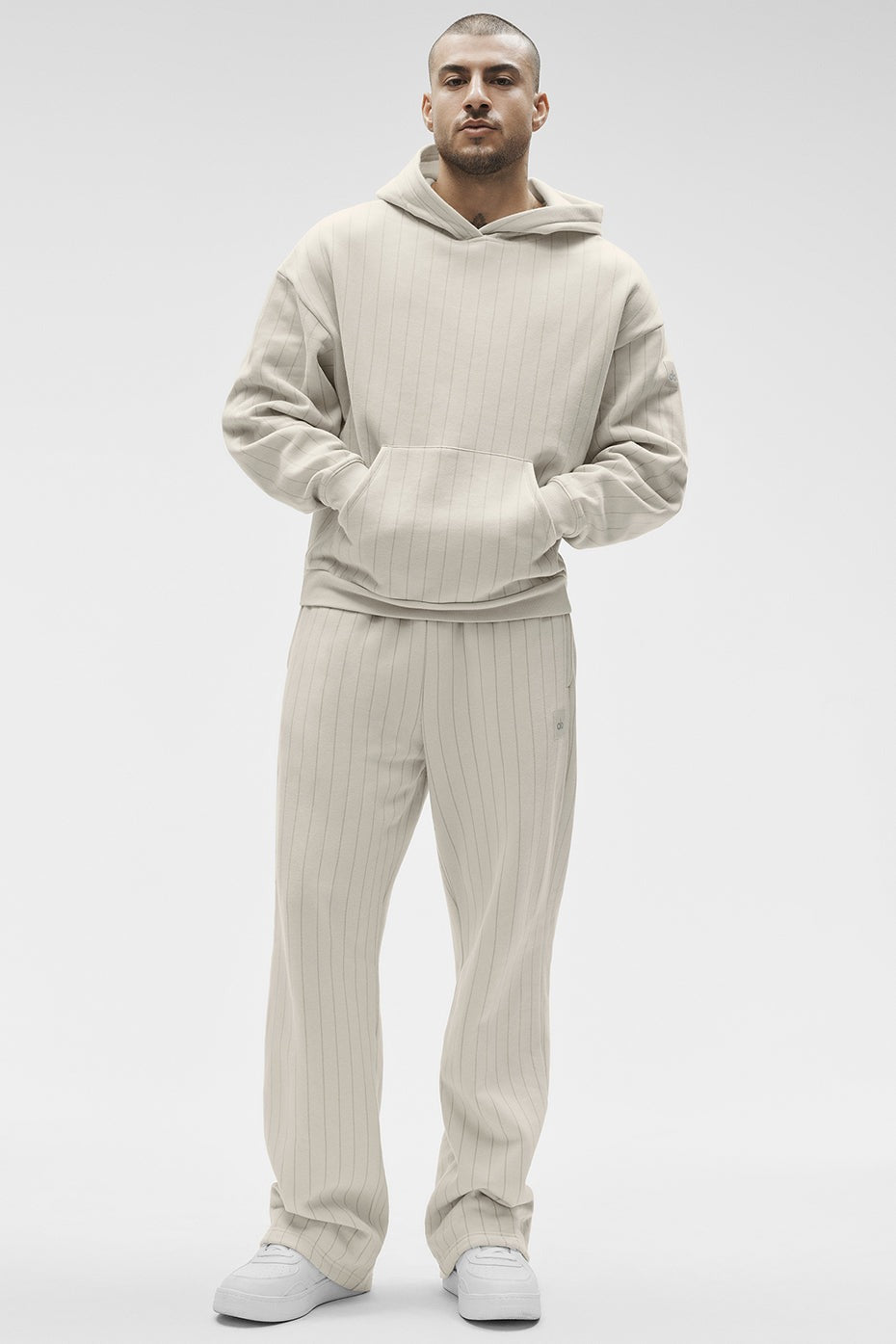Pinstripe Hoodie - Bone Pinstripe