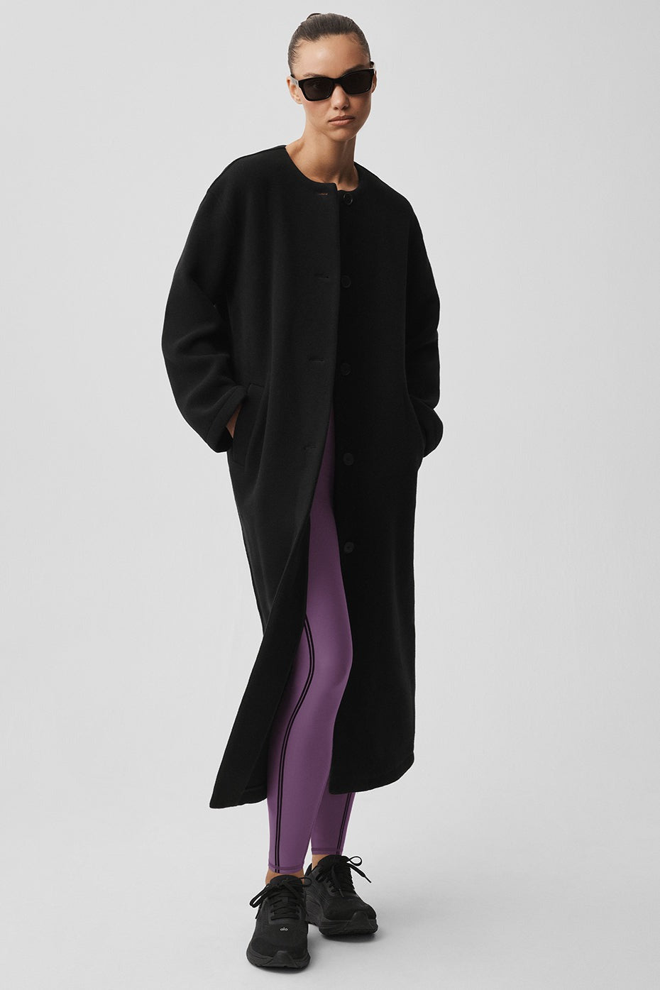 Double Face Wool City Girl Long Coat - Black