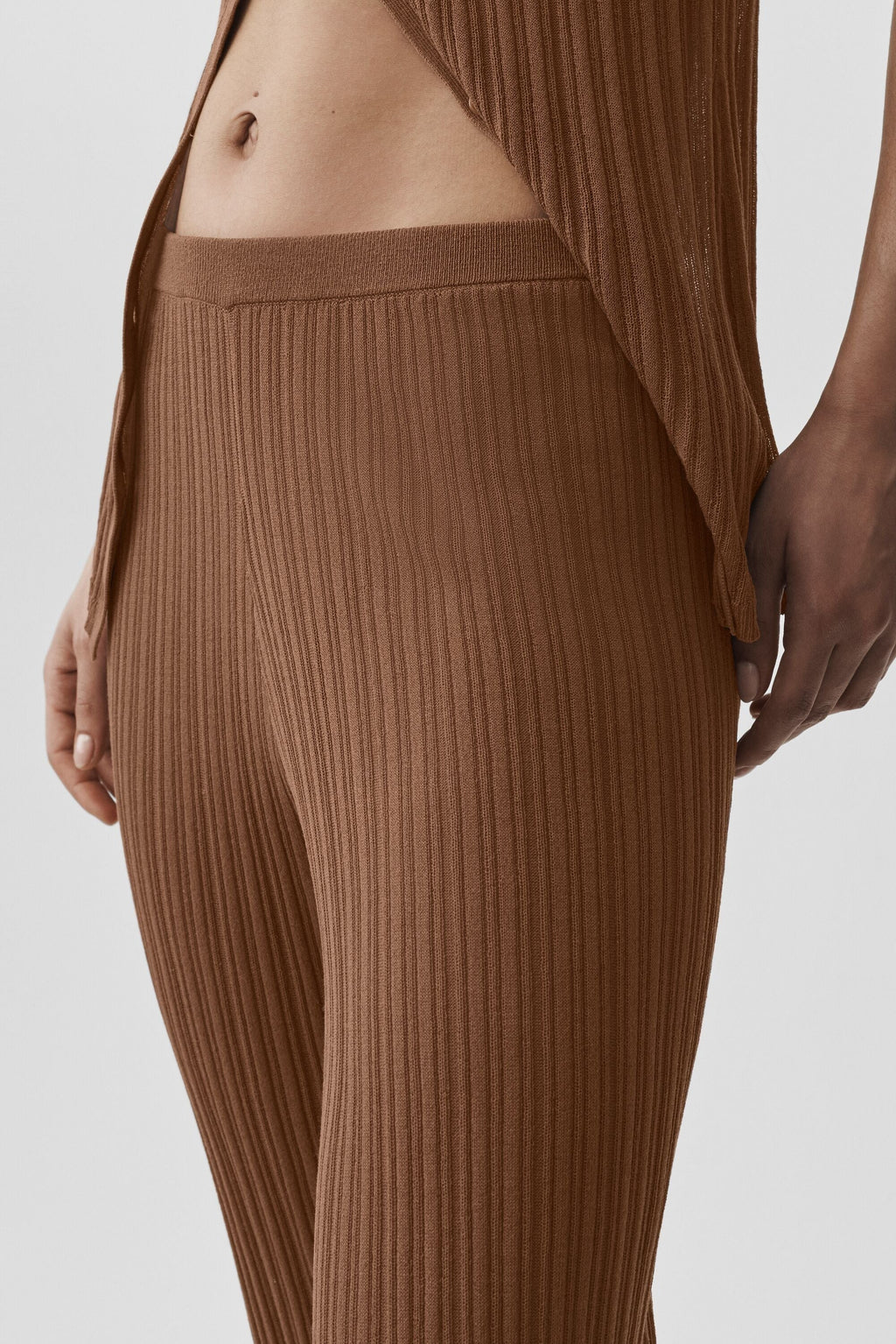 Sweater High-Waist Sunlit Straight Leg Pant - Sun Kissed Brown