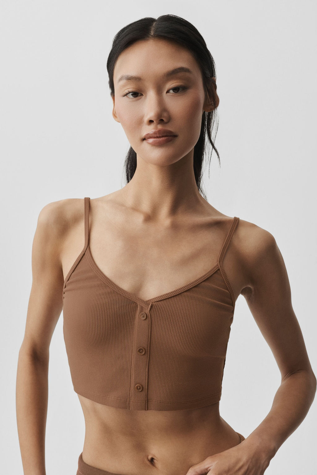 Ribbed Delicate Lounge Tank - Sun Kissed Brown