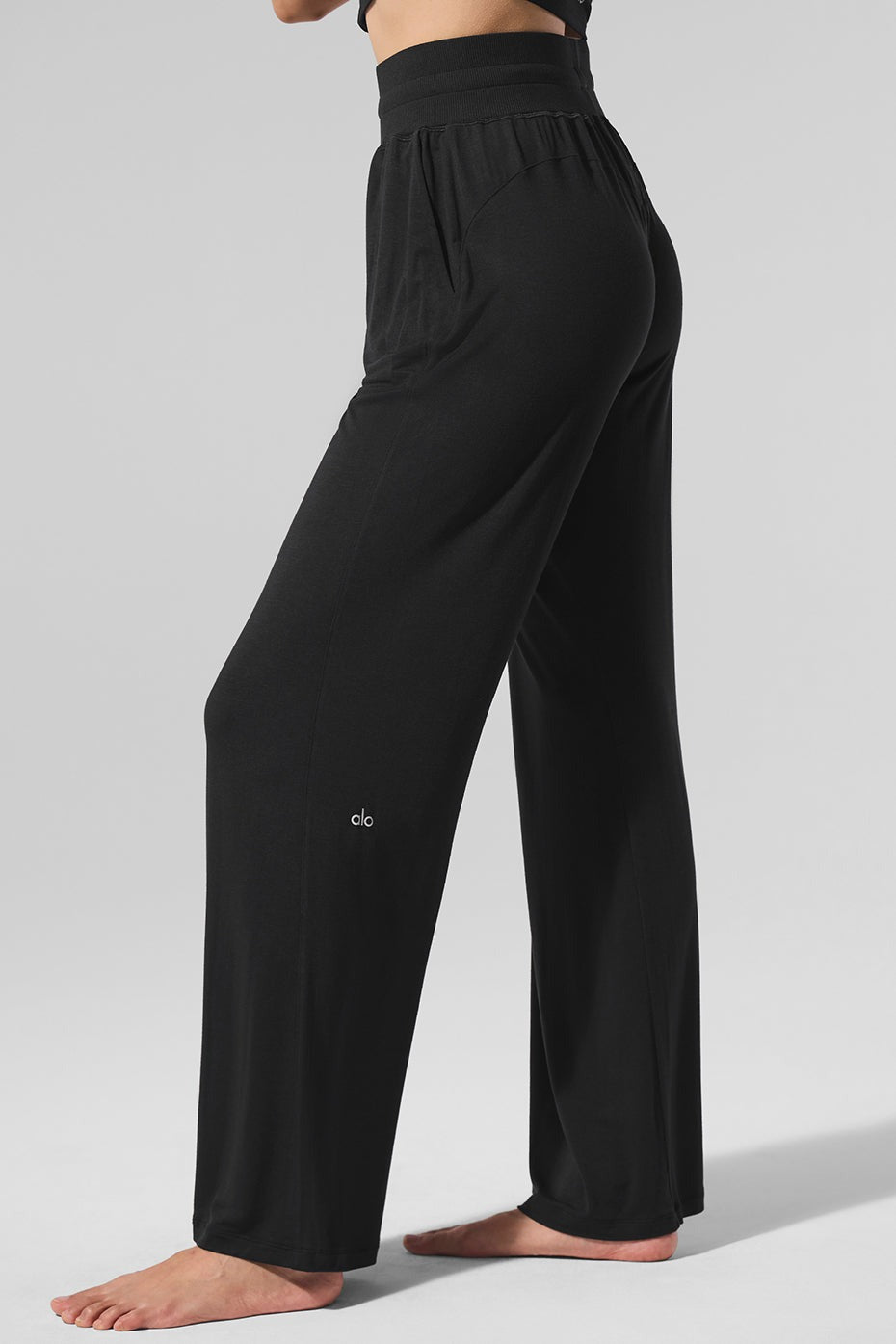 Semi-Sheer Delicate Lounge Flare Pant (Regular) - Black