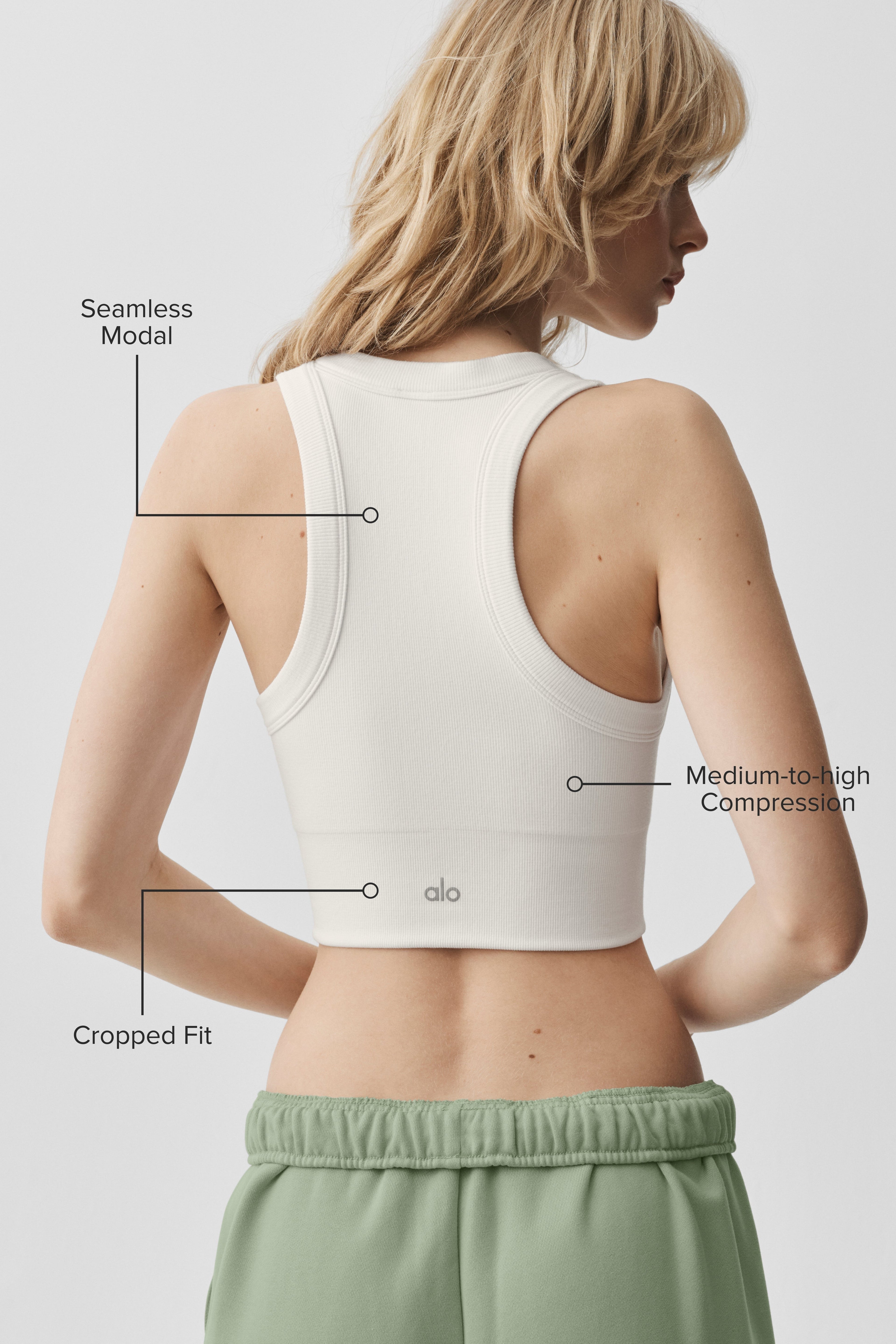 Seamless Modal Ribbed High Neck Delight Bra - White
