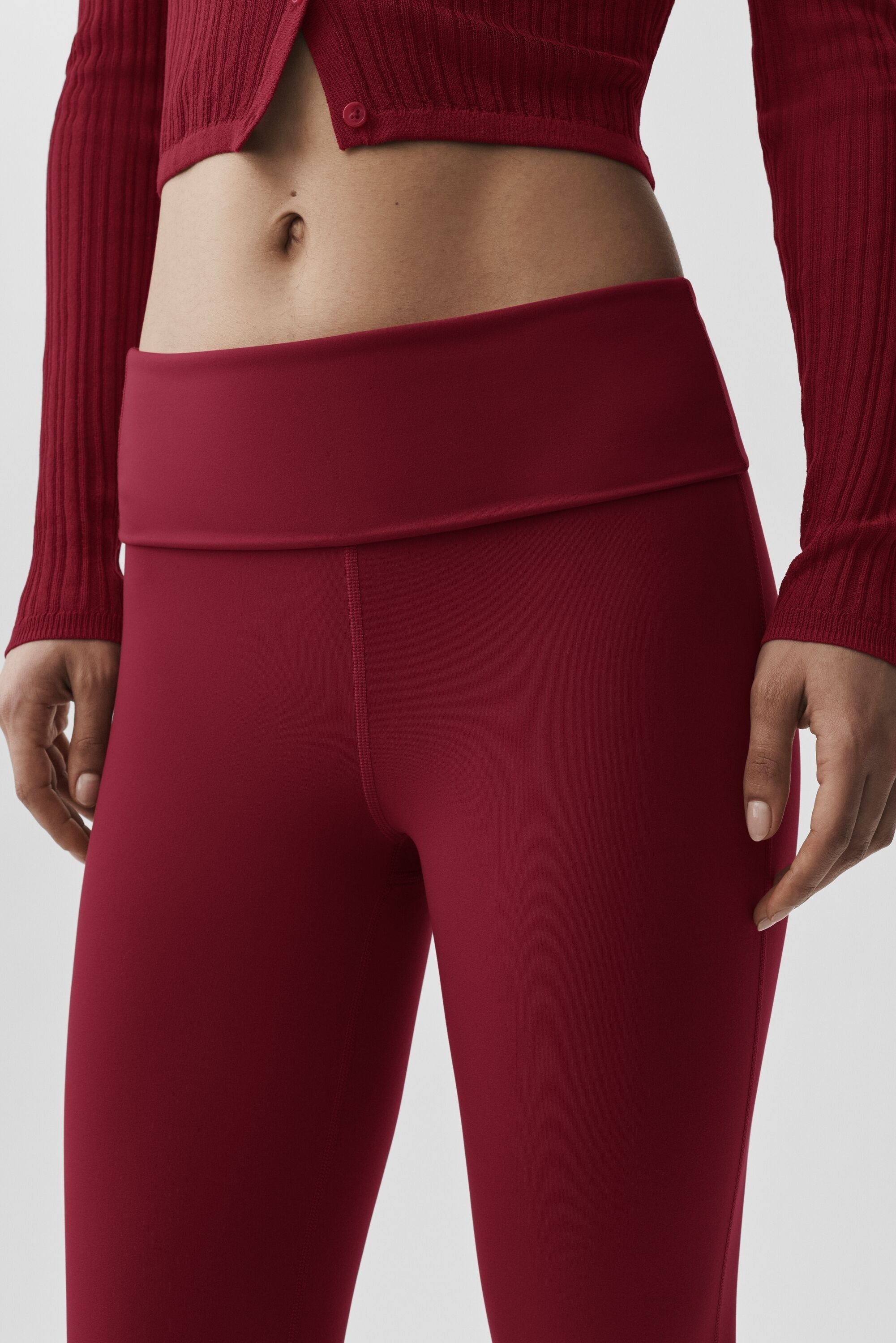 ALO Softsculpt Foldover Flare Legging (Short) - Summer Romance Red