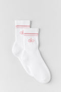 Unisex Half-Crew Throwback Sock - White/Vintage Pink