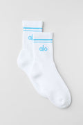 Unisex Half-Crew Throwback Sock - White/Azure Blue
