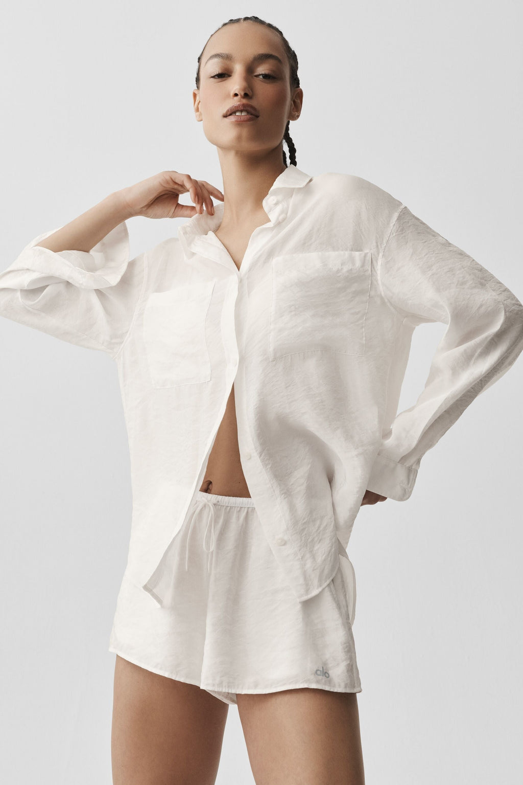 Semi-Sheer Golden Hour Button Down Long Sleeve - Ivory