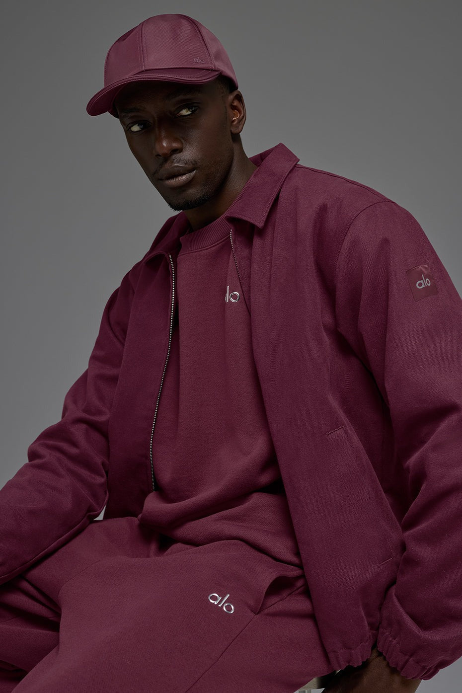 Cotton Canvas Coaches Jacket - Burgundy