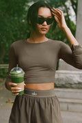 Alosoft Crop Finesse Long Sleeve - Olive Tree
