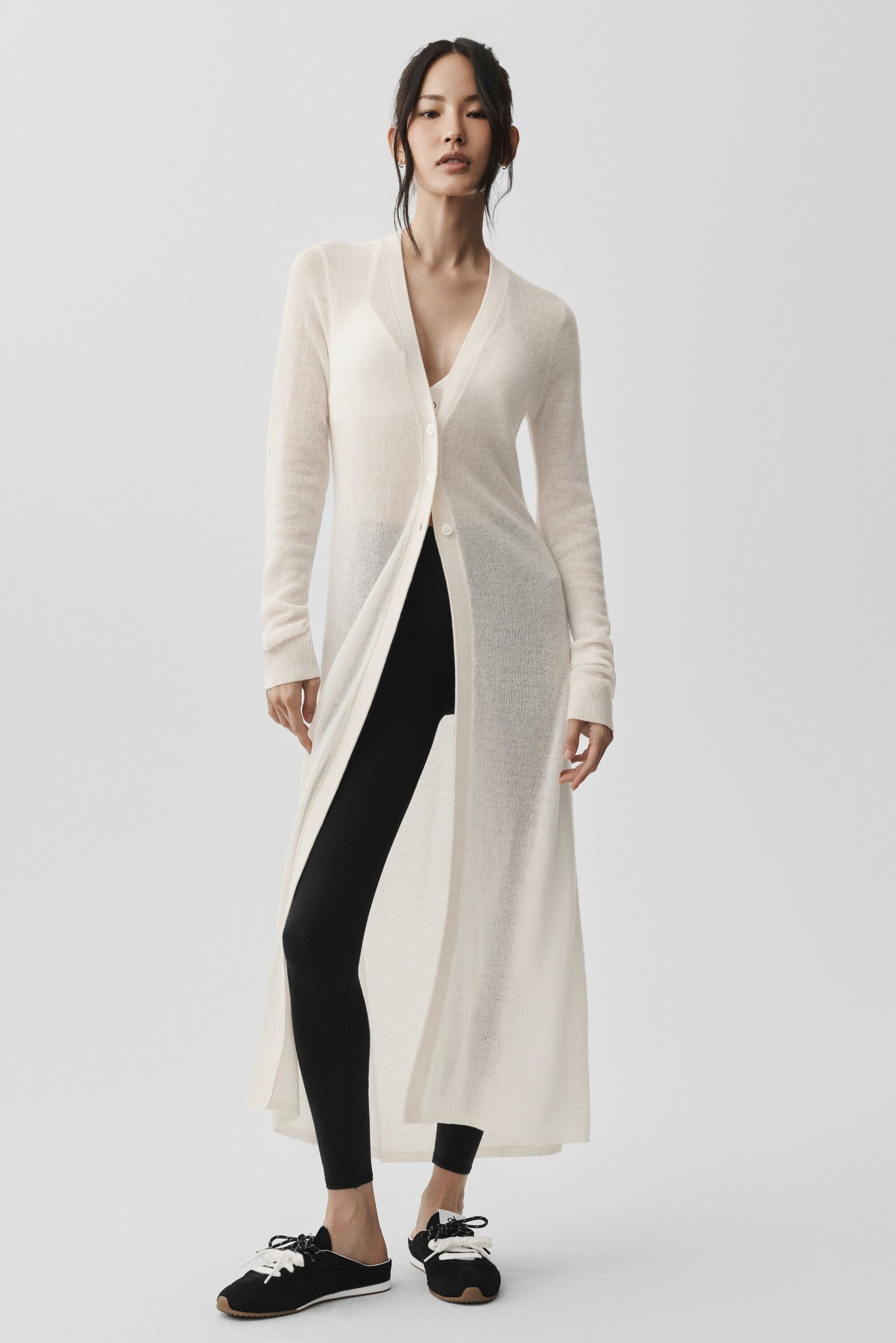 Sheer Cashmere Long Cardigan - Ivory