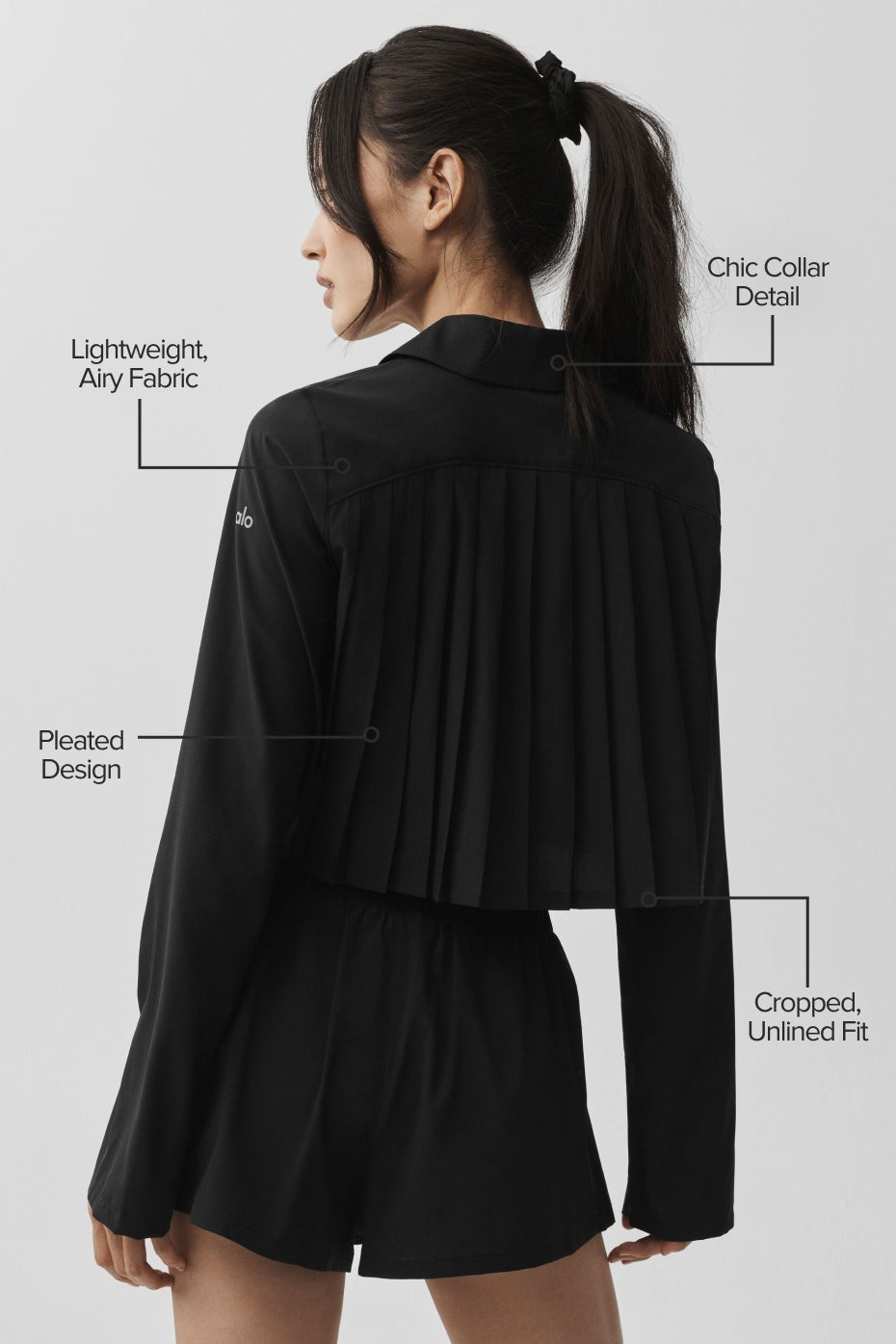 Cropped Unmatched Long Sleeve - Black