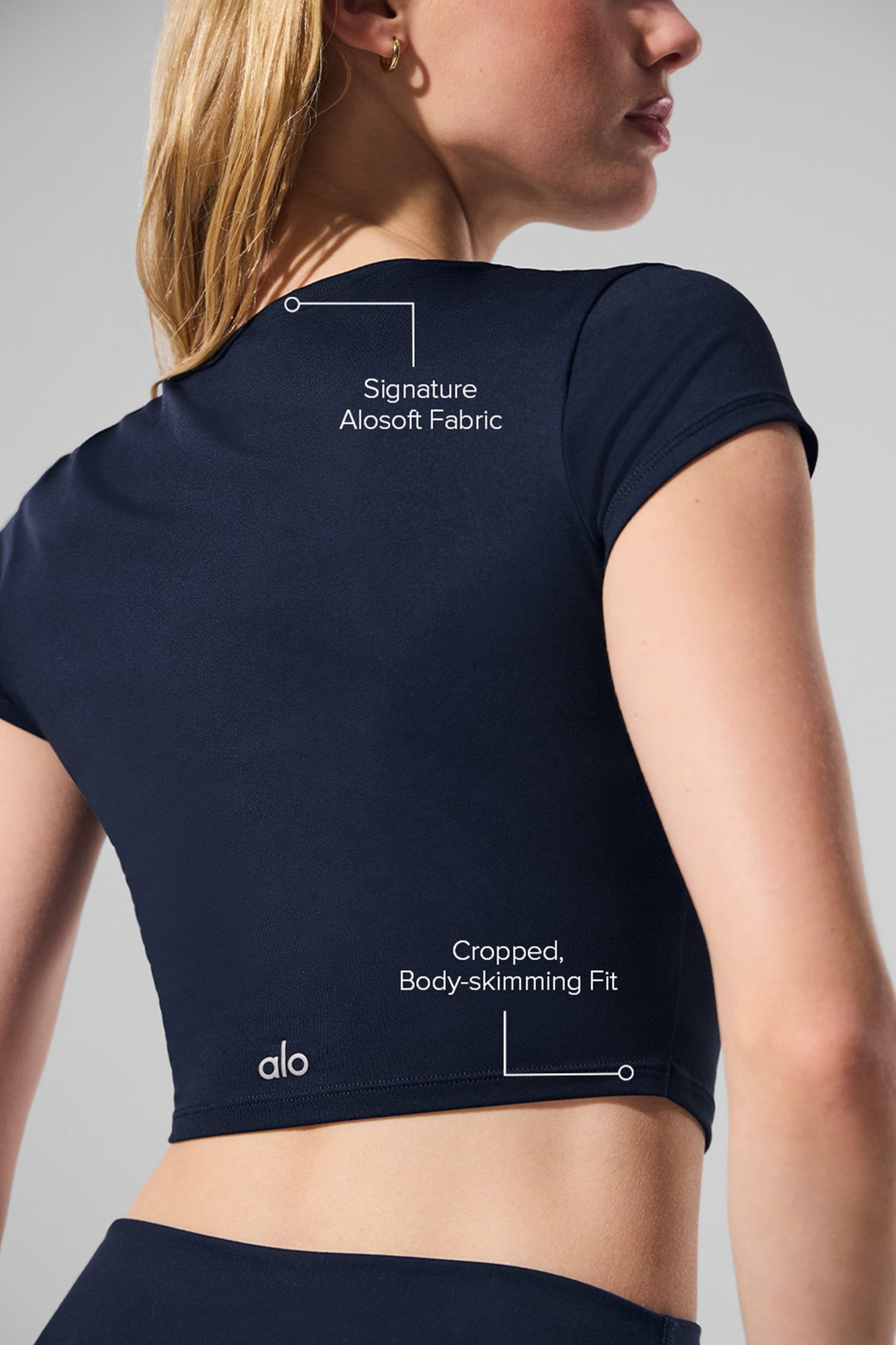 Alosoft Crop Finesse Short Sleeve - Navy