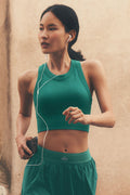 Seamless Modal Ribbed High Neck Delight Bra - Emerald Isle
