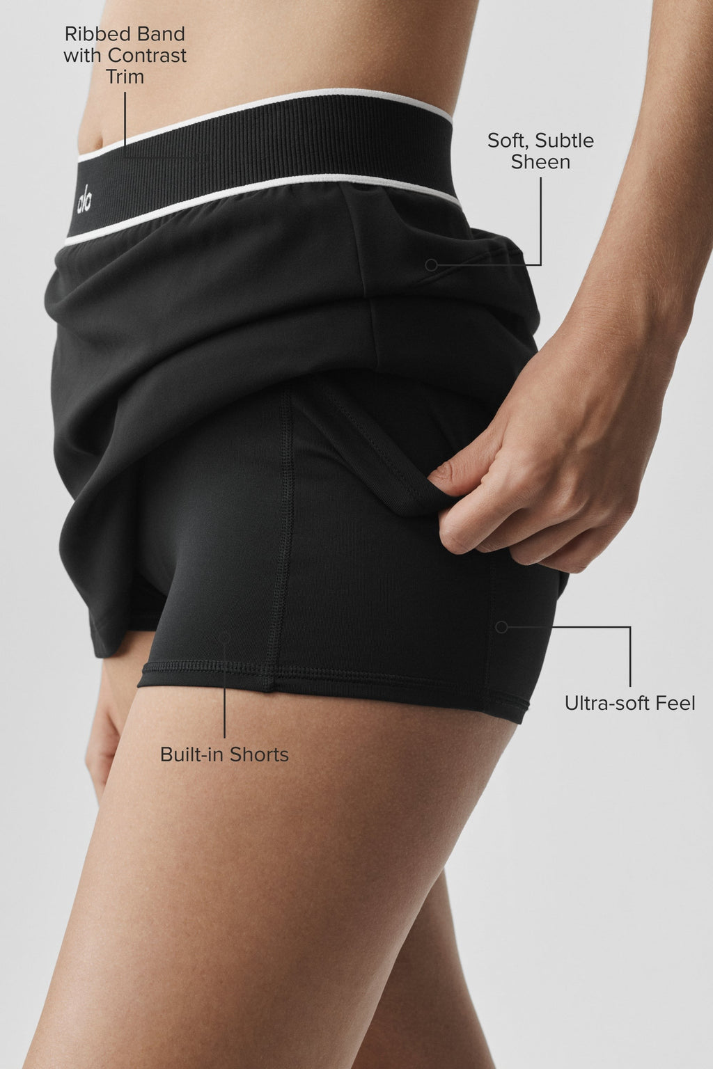 ALO Softsculpt Amp It Up Tennis Skirt - Black