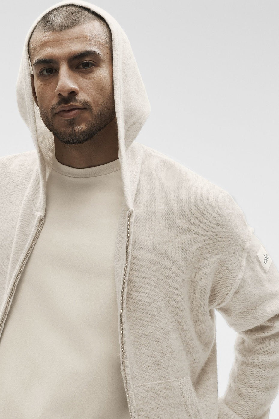 Wool Cashmere New Class Full Zip Hoodie - Oatmeal Heather