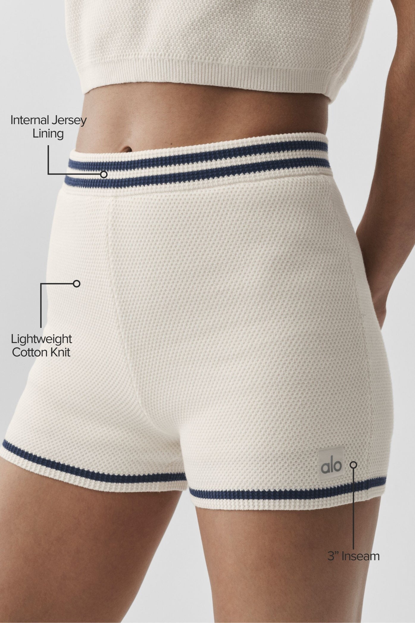 Tennis Club Sweater Knit Hot Short - Ivory/Navy