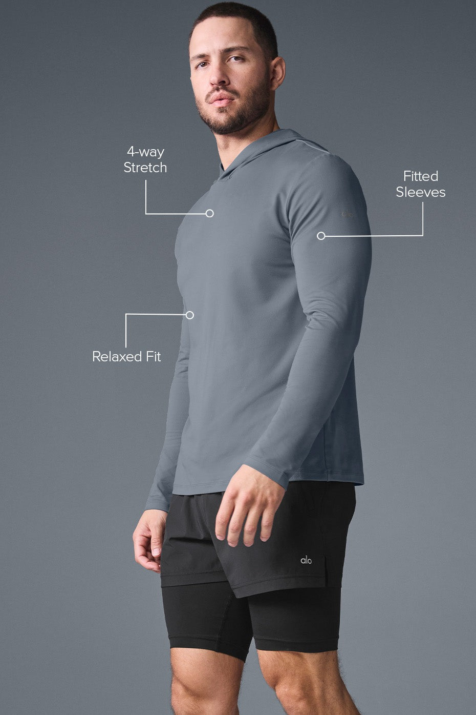 Conquer Reform Long Sleeve With Hood - Steel Grey