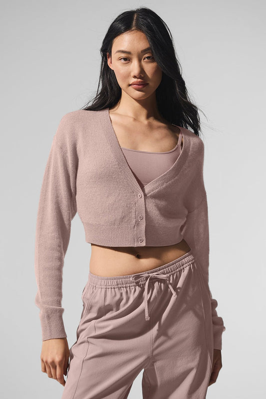 Sheer Cashmere Cropped Cardigan - Taupe