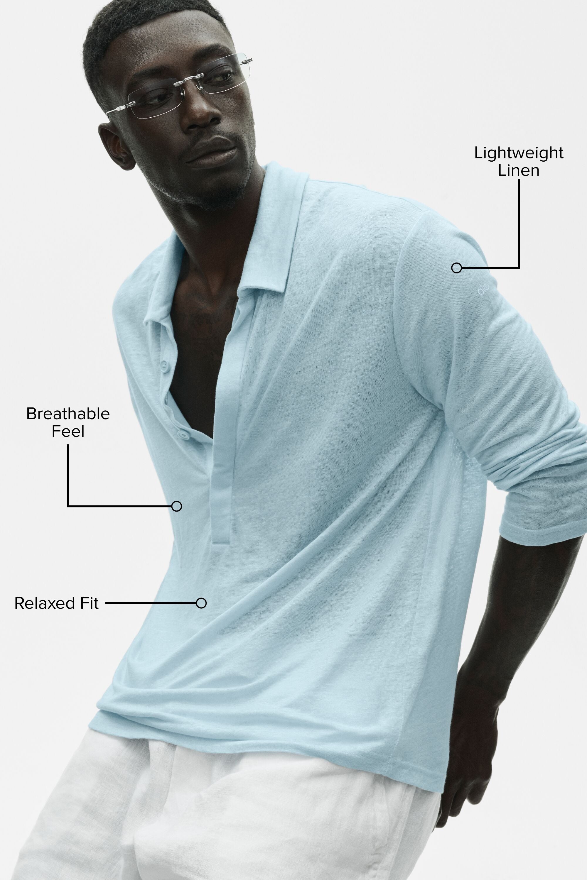Linen Jersey Coastal Long Sleeve Pullover - Seaside Blue