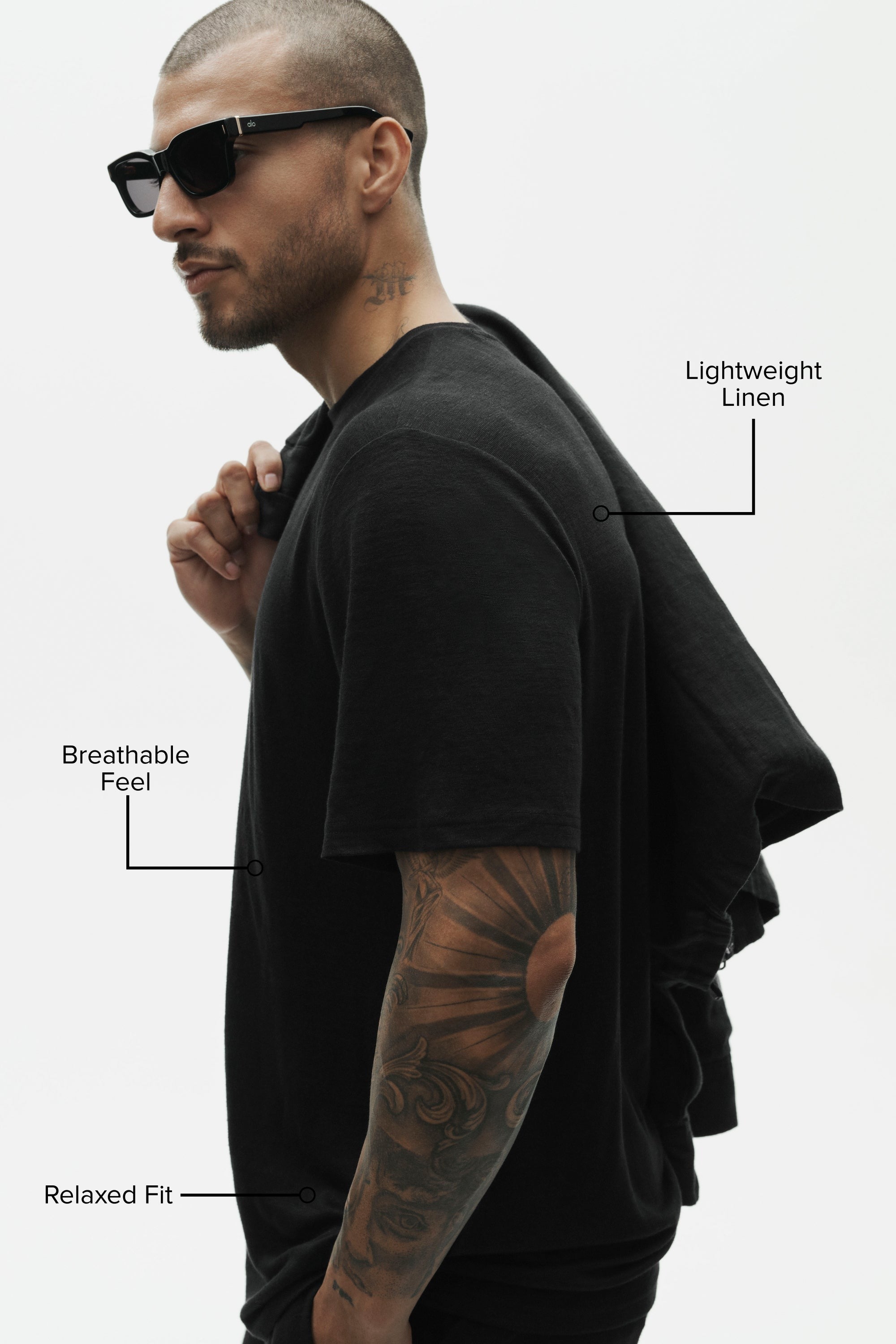 Linen Jersey Coastal Short Sleeve Tee - Black