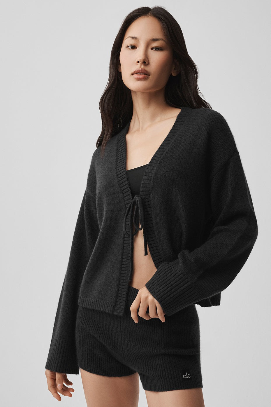 Wool Cashmere New Class Tie Cardigan - Black