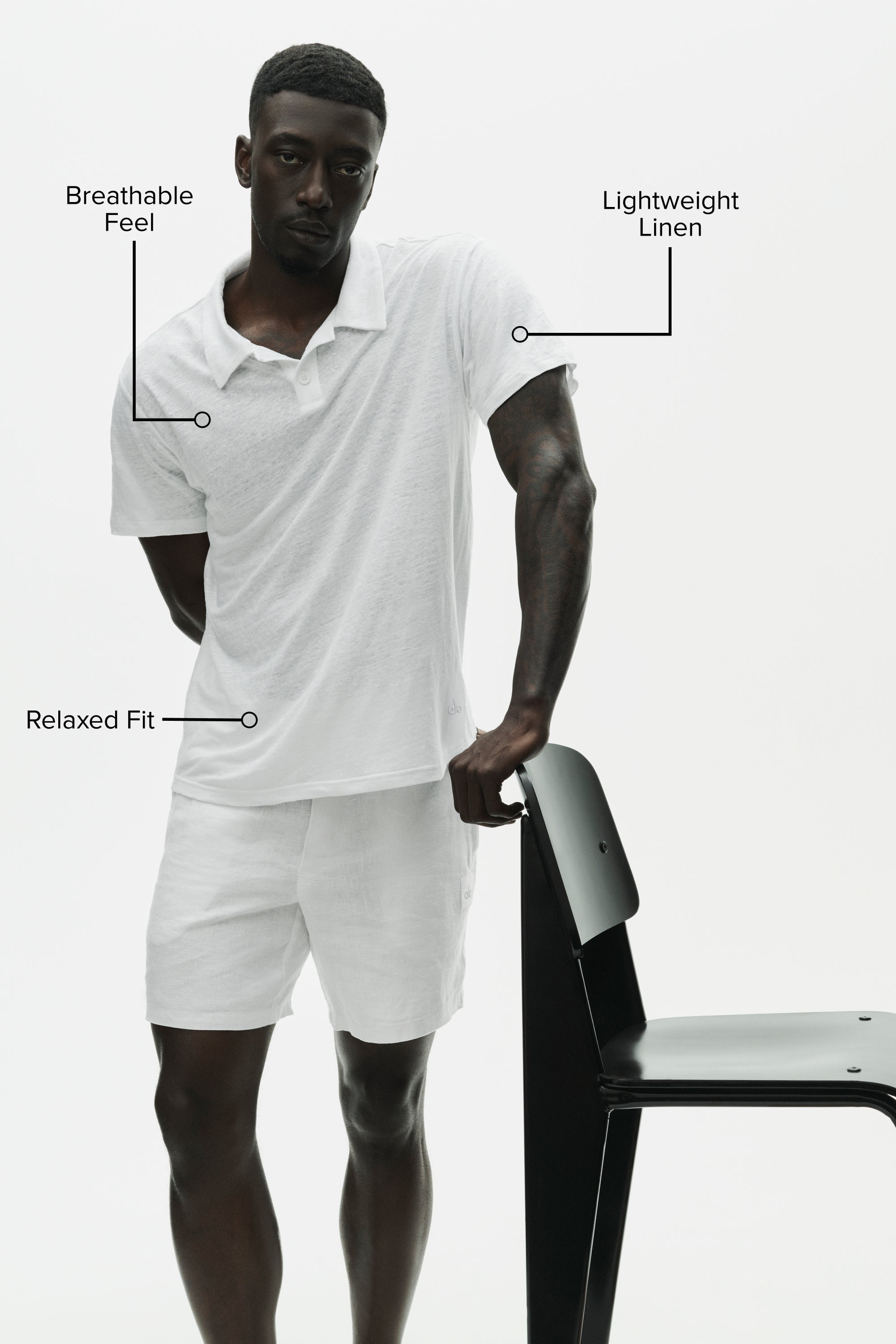 Linen Jersey Coastal Short Sleeve Polo - White