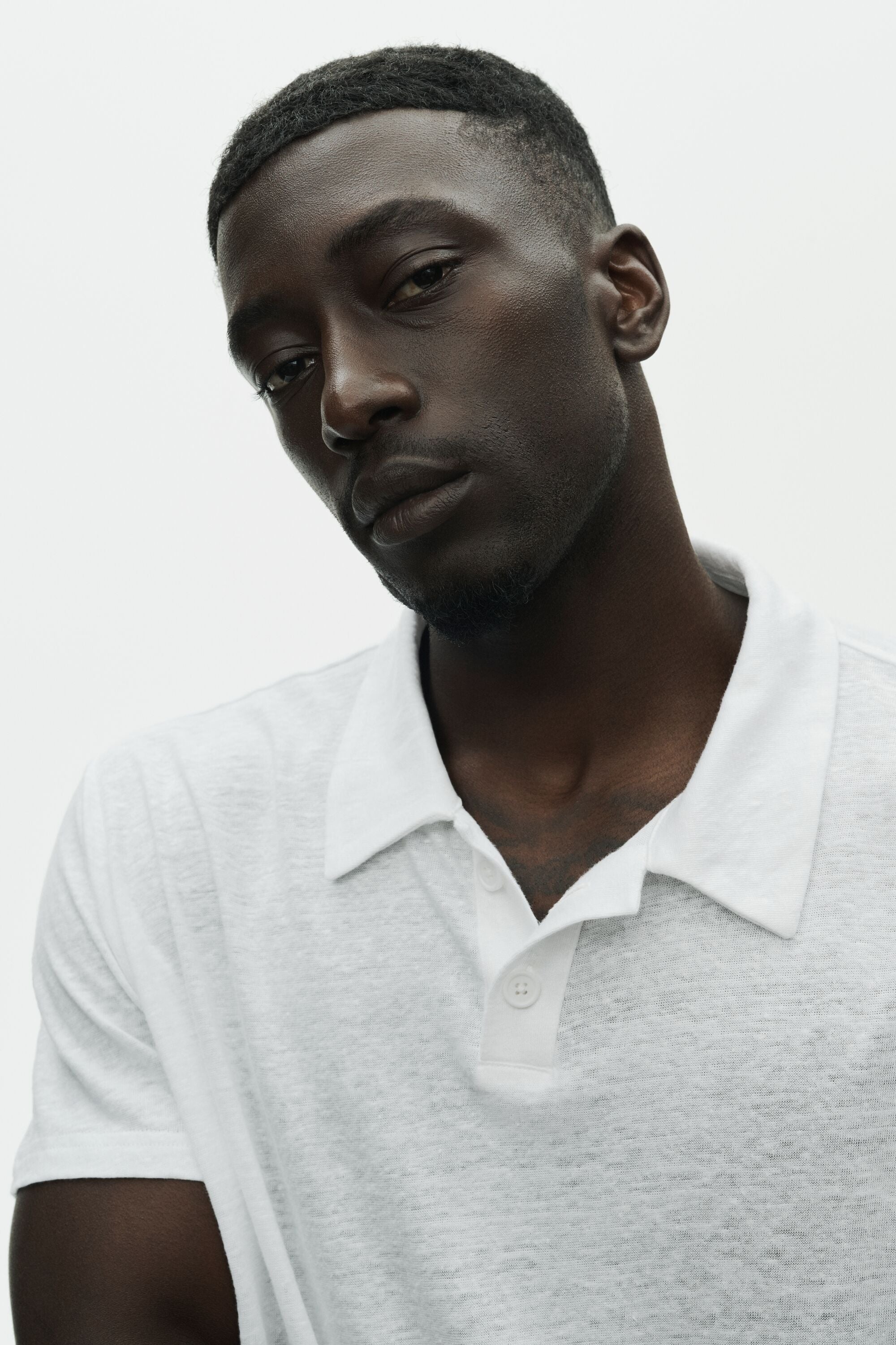 Linen Jersey Coastal Short Sleeve Polo - White