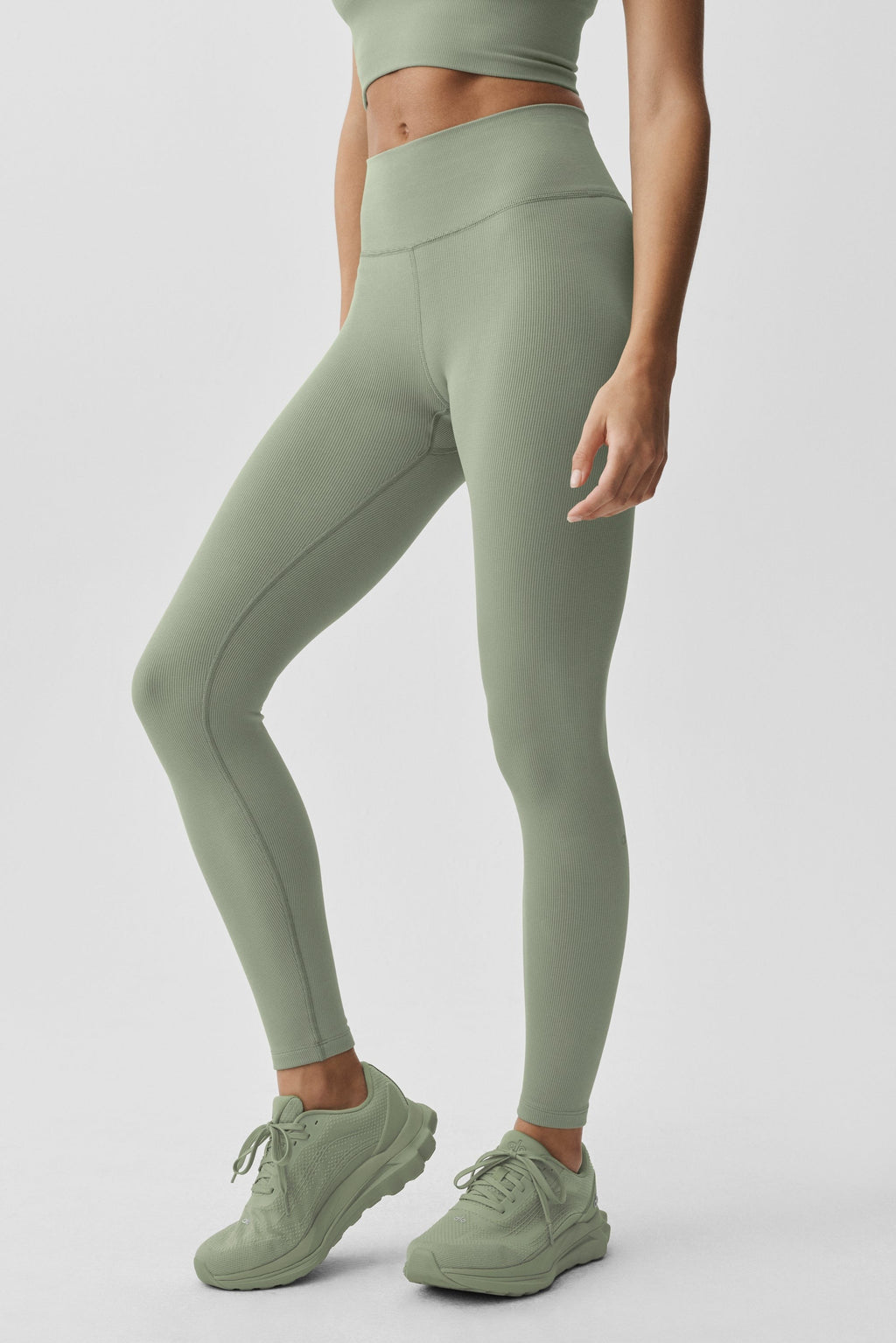 Seamless Modal Ribbed High-Waist 7/8 Legging - Dune Grass