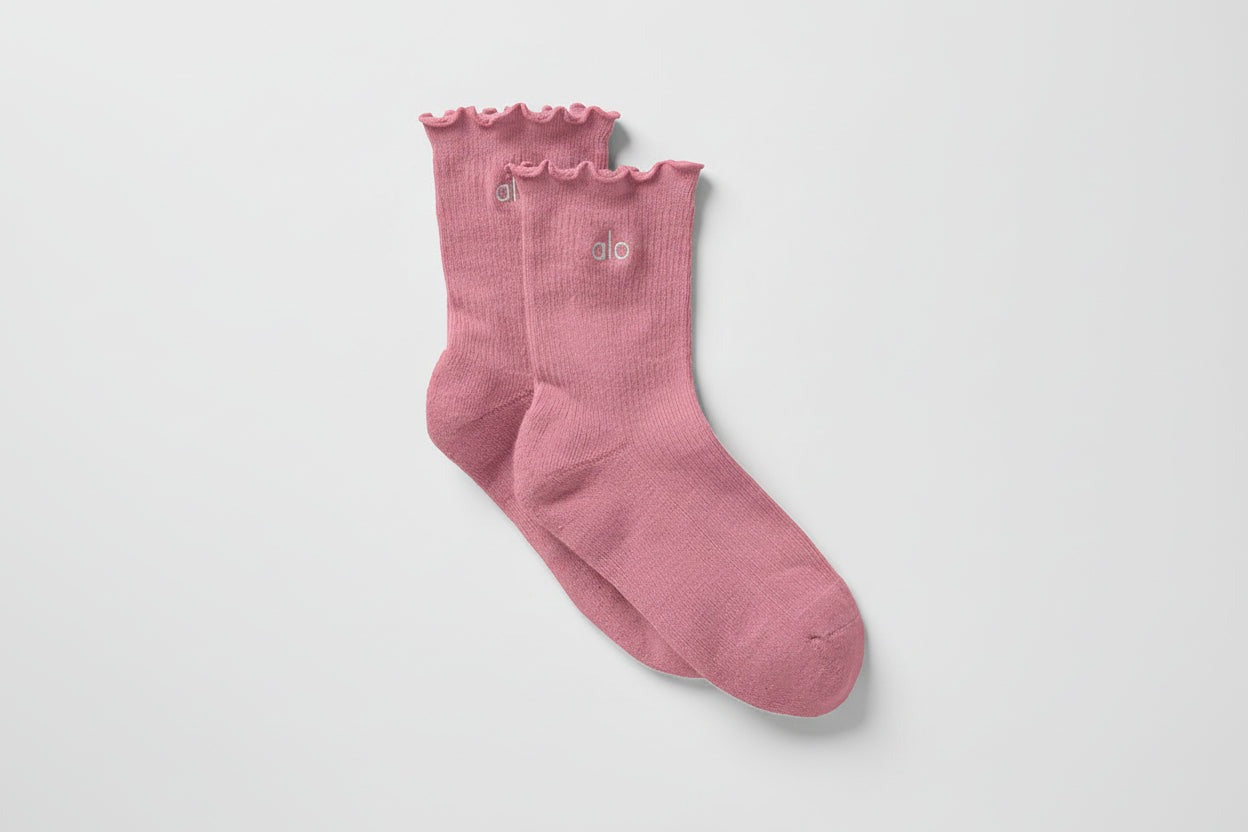 Women's Lettuce Edge Sock - Pink Wild Rose