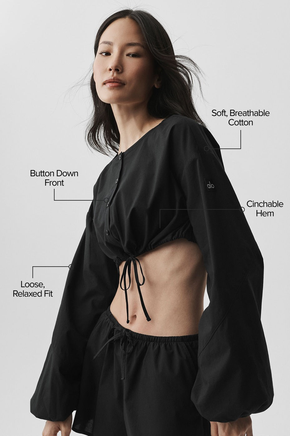 Cotton Cropped Real Deal Long Sleeve - Black