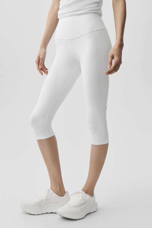 16" High-Waist Airbrush Capri - White