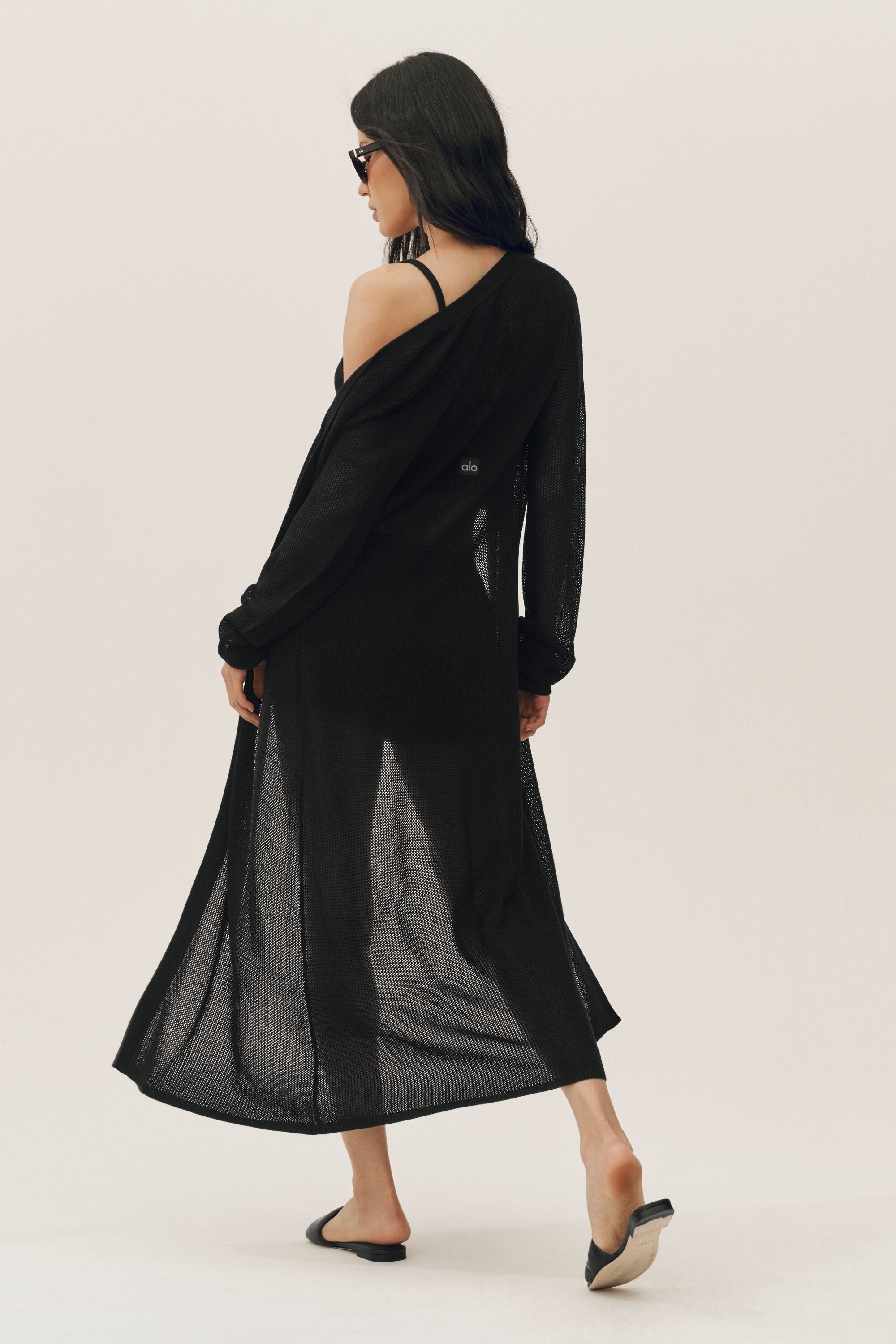 Silk Cashmere Heatwave Long Cardigan - Black