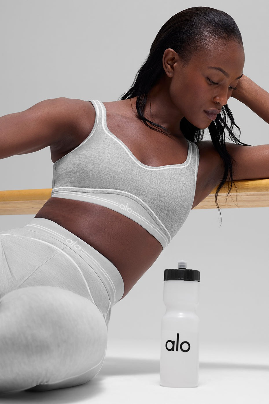 Alosoft Heart Throb Bra - Athletic Heather Grey/White