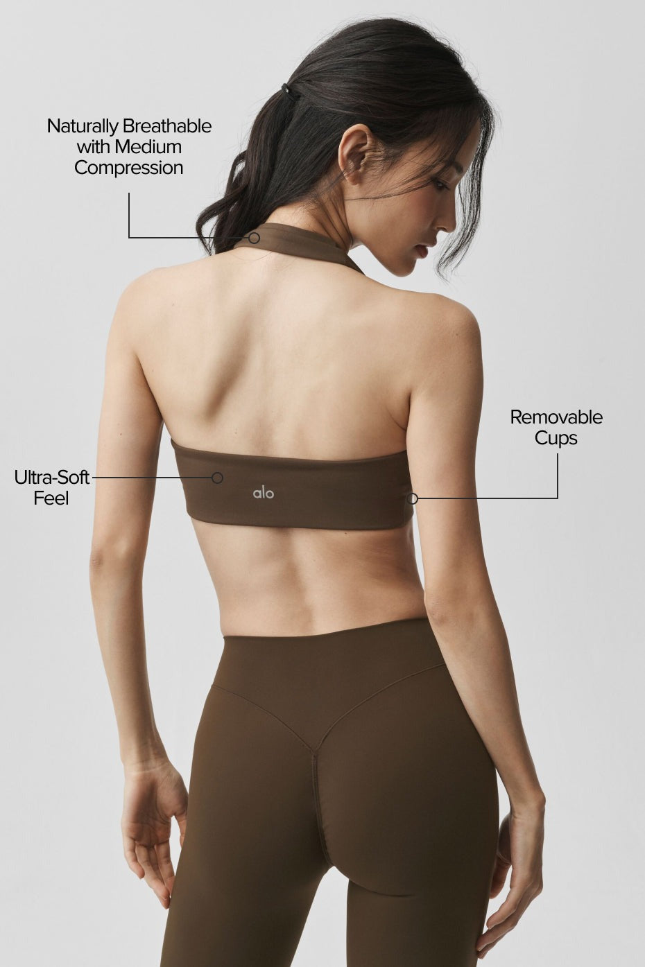 ALO Softsculpt Feel The Heat Halter Bra - Espresso