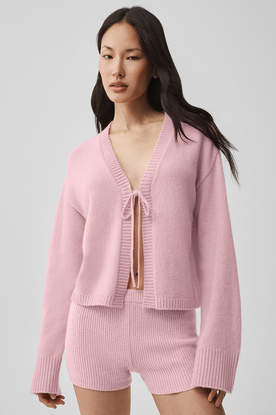 Wool Cashmere New Class Tie Cardigan - Vintage Pink